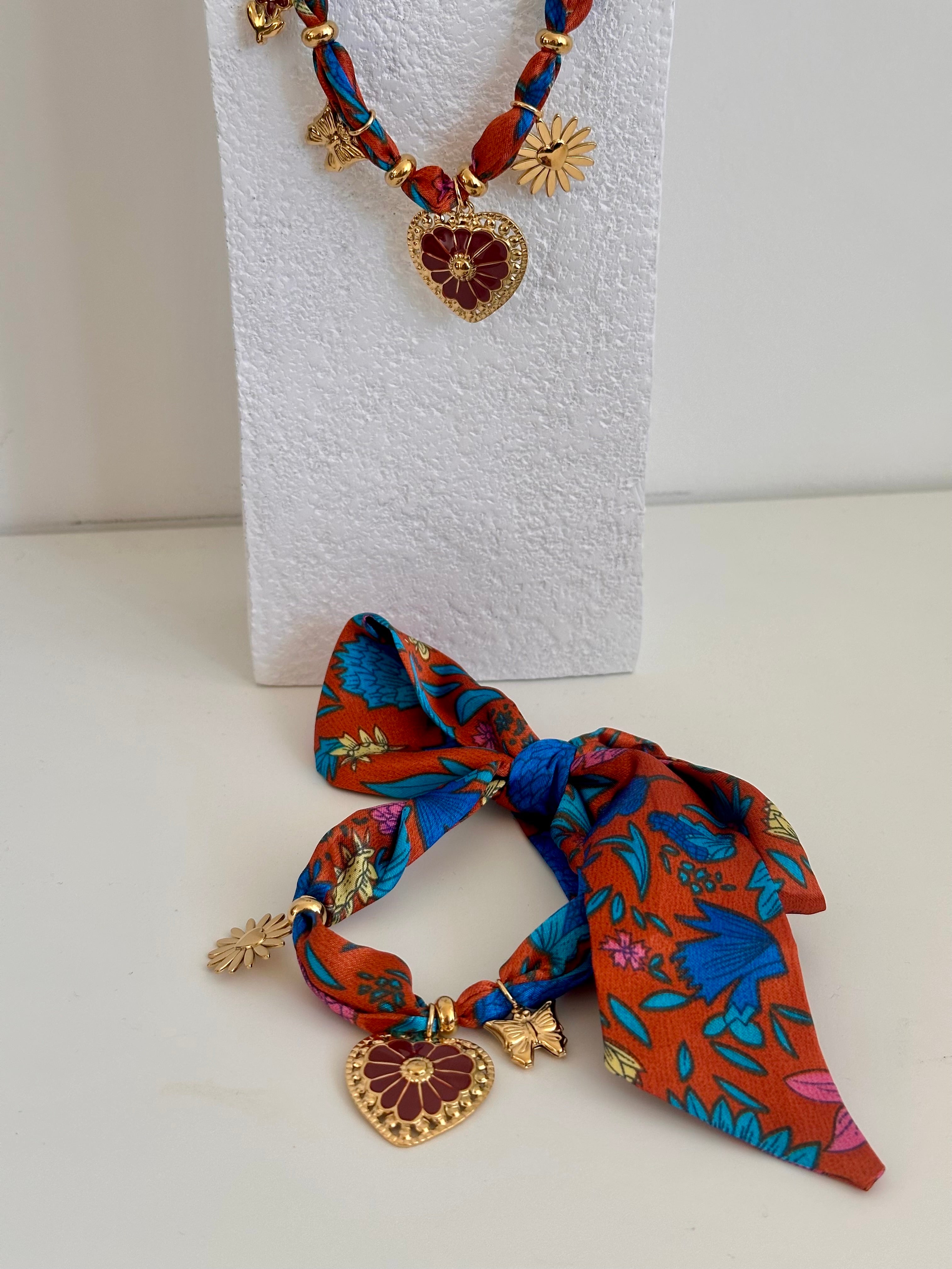 Parure Cœur Fleuri Bohème (Collier & Bracelet)