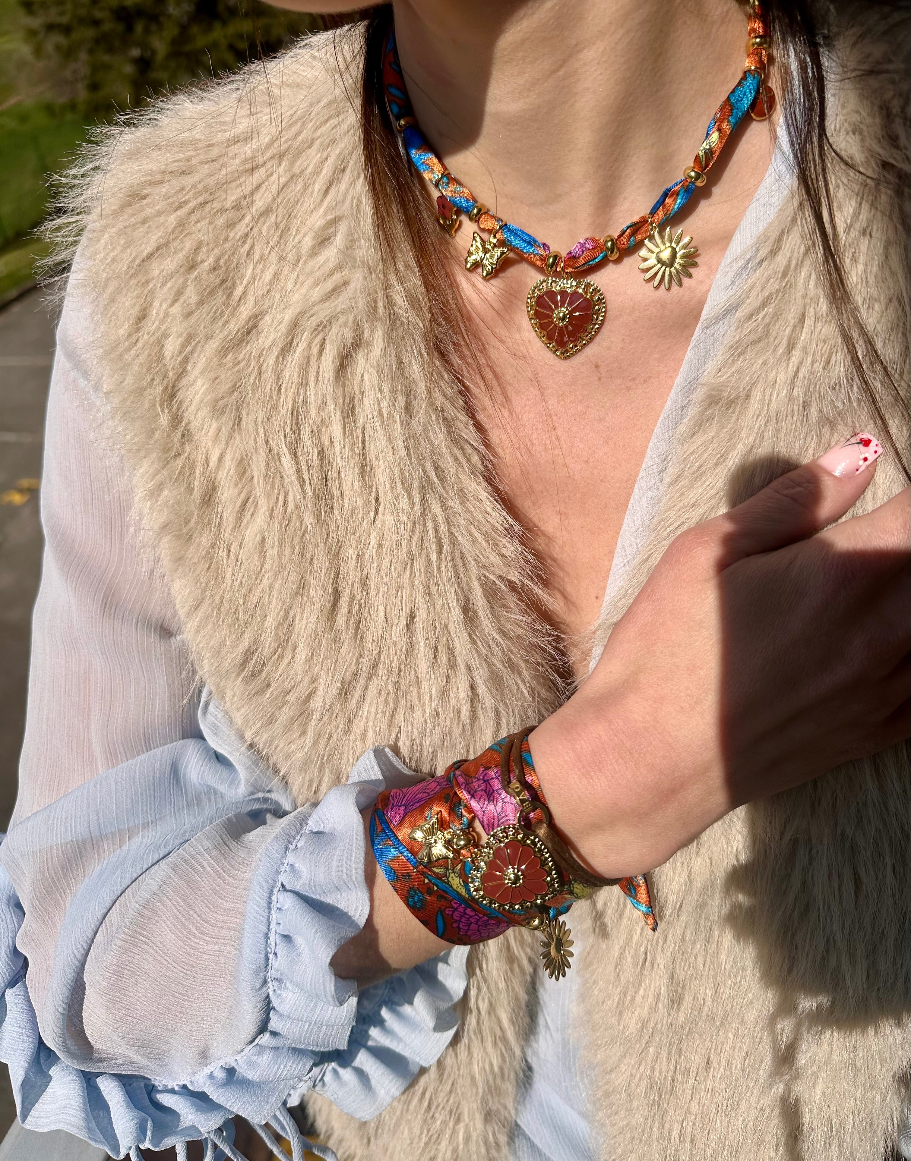 Parure Cœur Fleuri Bohème (Collier & Bracelet)